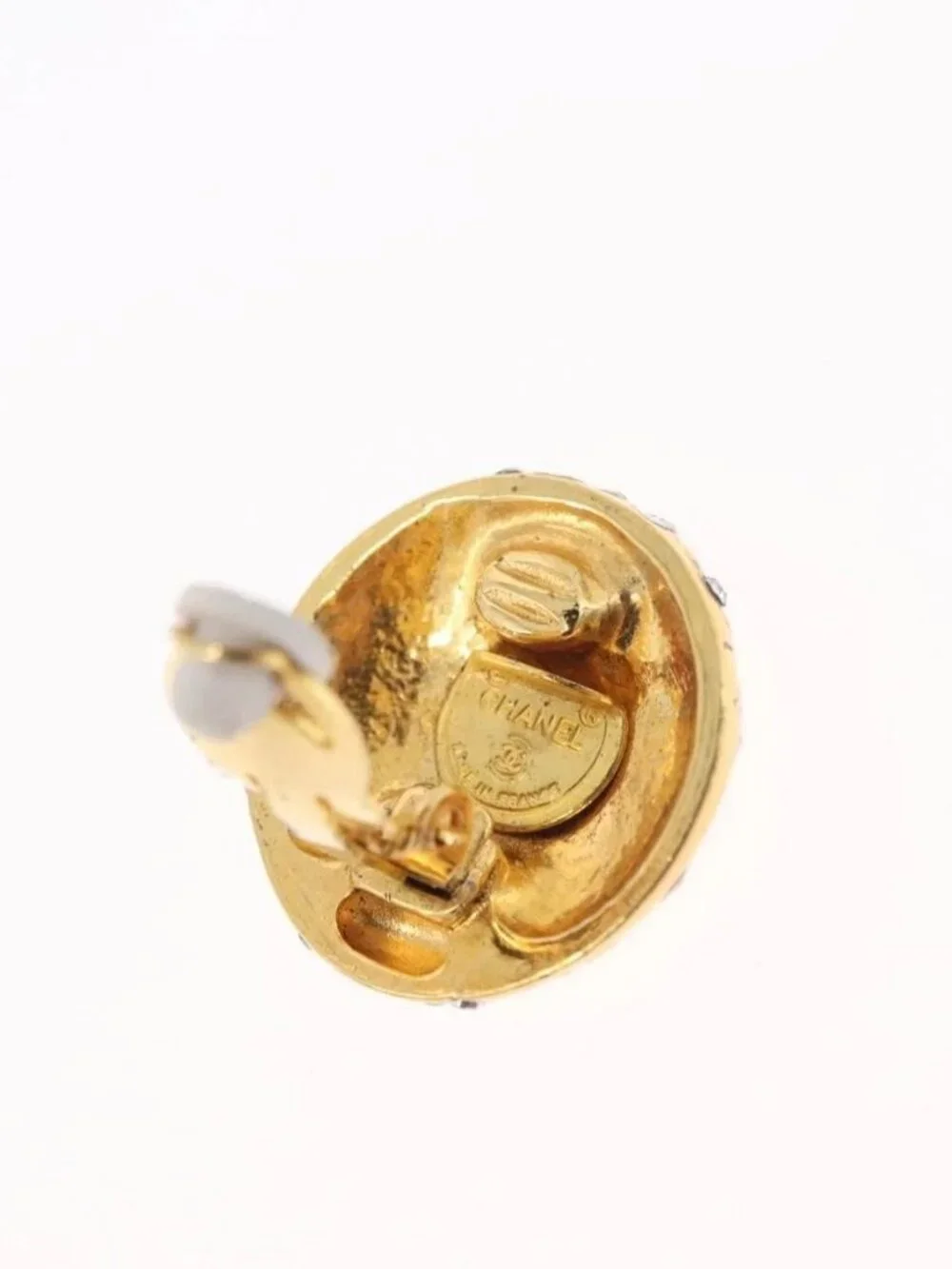 CHANEL Rhinestone Earring metal Gold Tone CC Auth ka2829 - Picture 10 of 11